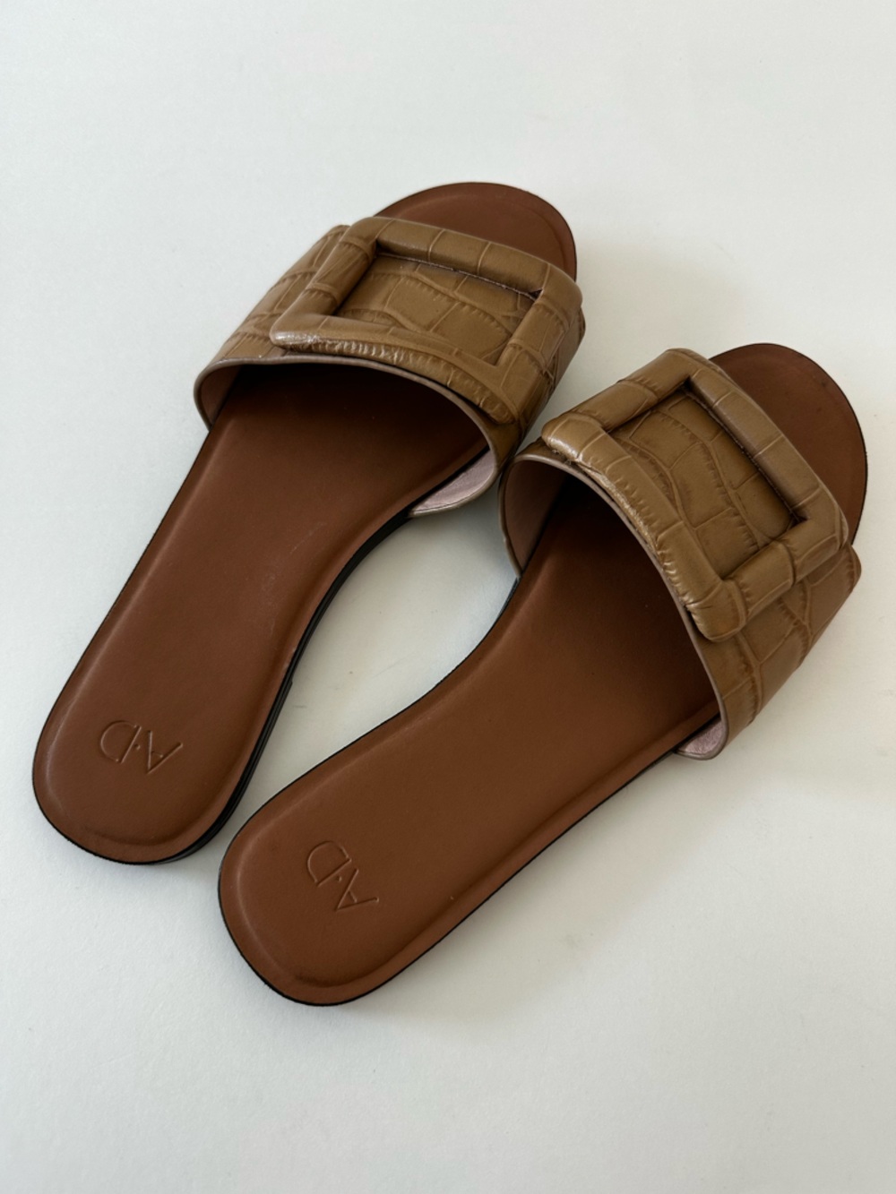 A.D & Daughters Leather Slide Sandal, Women’s 7.5, Cognac, Minimalist, Summer - Picture 6 of 6